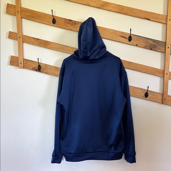 🍁💐 Spiderz Navy Blue Hoodie with Ribbed Cuffs and Minimalist Design - Picture 6 of 9